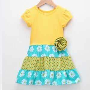 Hippo Hula Teal Daisy Bella Dress - Girls sz 4